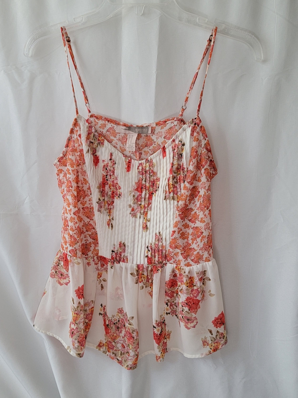Y2K Forever 21 White Floral Peplum Cami Top